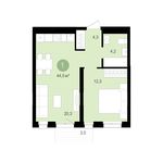 Планировка 1-комнатной квартиры, 44 м2