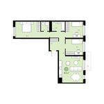 Планировка 3-комнатной квартиры, 89 м2