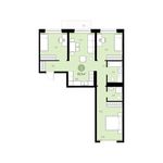 Планировка 3-комнатной квартиры, 82 м2