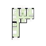 Планировка 3-комнатной квартиры, 87 м2
