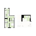 Планировка 2-комнатной квартиры, 134 м2