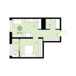 Планировка 1-комнатной квартиры, 43 м2
