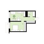 Планировка 1-комнатной квартиры, 47 м2