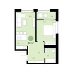 Планировка 1-комнатной квартиры, 49 м2