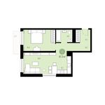 Планировка 1-комнатной квартиры, 57 м2