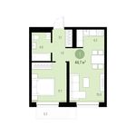 Планировка 1-комнатной квартиры, 44 м2