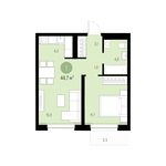Планировка 1-комнатной квартиры, 44 м2