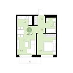 Планировка 1-комнатной квартиры, 44 м2