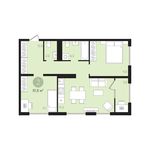 Планировка 2-комнатной квартиры, 61 м2