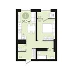 Планировка 1-комнатной квартиры, 50 м2