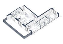 Планировка 2-комнатной квартиры, 98 м2