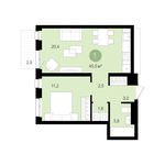 Планировка 1-комнатной квартиры, 44 м2