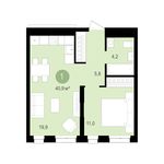 Планировка 1-комнатной квартиры, 40 м2