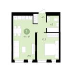 Планировка 1-комнатной квартиры, 41 м2