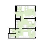 Планировка 2-комнатной квартиры, 74 м2