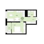 Планировка 1-комнатной квартиры, 43 м2