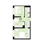 Планировка 2-комнатной квартиры, 45 м2