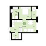 Планировка 1-комнатной квартиры, 43 м2