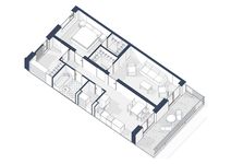 Планировка 2-комнатной квартиры, 80 м2