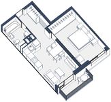 Планировка 1-комнатной квартиры, 47 м2