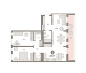 Планировка 2-комнатной квартиры, 102 м2