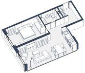 Планировка 1-комнатной квартиры, 54 м2