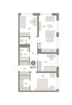 Планировка 3-комнатной квартиры, 82 м2