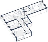 Планировка 3-комнатной квартиры, 78 м2
