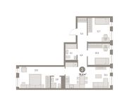 Планировка 3-комнатной квартиры, 78 м2