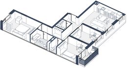 Планировка 3-комнатной квартиры, 91 м2