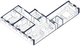 Планировка 3-комнатной квартиры, 76 м2