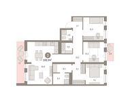 Планировка 3-комнатной квартиры, 102 м2