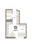 Планировка квартиры студии, 24 м2