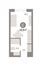 Планировка квартиры студии, 19 м2