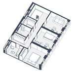 Планировка 3-комнатной квартиры, 88 м2