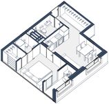 Планировка 1-комнатной квартиры, 44 м2