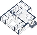 Планировка 1-комнатной квартиры, 46 м2