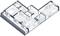 Планировка 2-комнатной квартиры, 83 м2