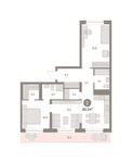 Планировка 2-комнатной квартиры, 83 м2