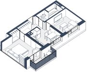 Планировка 2-комнатной квартиры, 48 м2