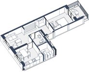 Планировка 2-комнатной квартиры, 56 м2