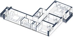 Планировка 3-комнатной квартиры, 95 м2