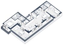 Планировка 2-комнатной квартиры, 121 м2