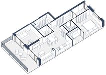 Планировка 2-комнатной квартиры, 82 м2