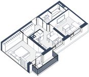 Планировка 2-комнатной квартиры, 50 м2