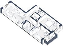 Планировка 2-комнатной квартиры, 70 м2