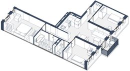 Планировка 3-комнатной квартиры, 81 м2
