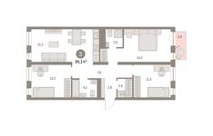 Планировка 3-комнатной квартиры, 85 м2
