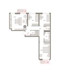 Планировка 3-комнатной квартиры, 93 м2