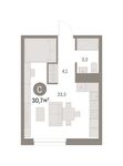 Планировка квартиры студии, 30 м2